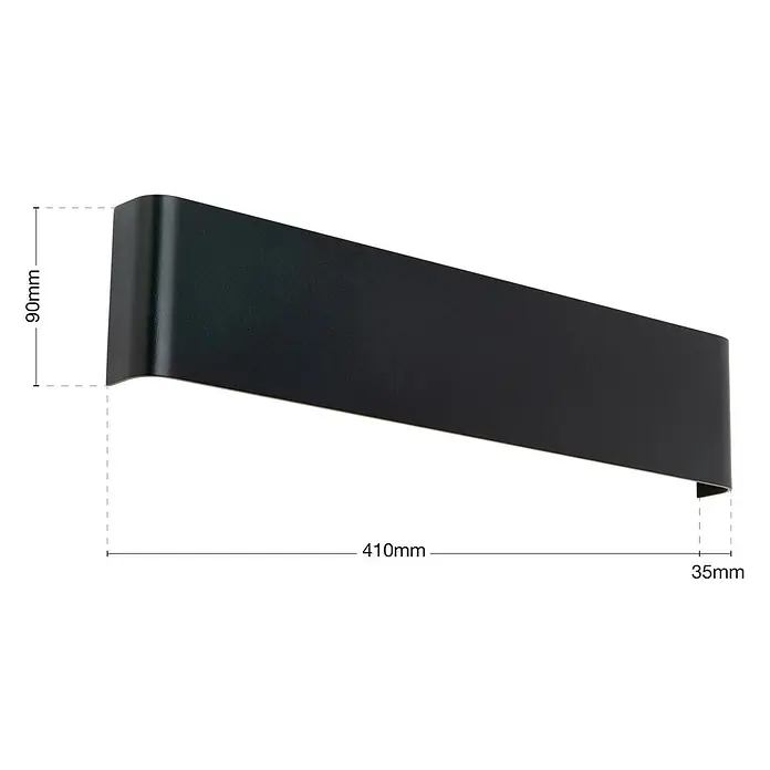 Orion Leuchten LED-Wandleuchte - L x B x H: 3,5 x 41 x 9 cm - Schwarze, gebogene Wandleuchte aus Metall mit minimalistischem Design.