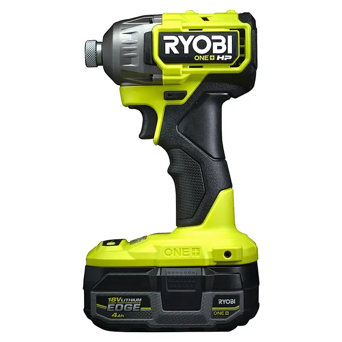 Ryobi ONE+HP Akku-Schlagschrauber RID18X1-0 - 18 V, Ohne Akku, 320 Nm - Ryobi ONE+ HP 18V Schlagschrauber in Limettengrün, Schwarz und Grau, mit angebrachtem 4Ah Lithium EDGE Akku.