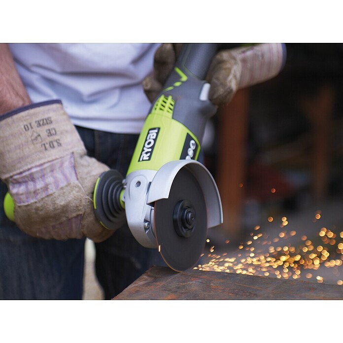 Ryobi ONE+ Haakse accuslijper R18AG-1X40GP (1 accu, 4 Ah, Schijfdiameter: 115 mm) | BAUHAUS