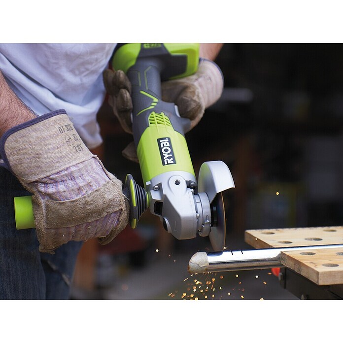 Ryobi ONE+ Haakse accuslijper R18AG-1X40GP (1 accu, 4 Ah, Schijfdiameter: 115 mm) | BAUHAUS