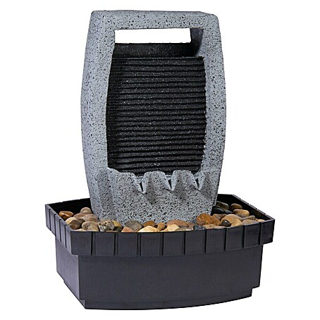 Dobar Gartenbrunnen (20,5 x 16,5 x 28 cm, Kunststoff, Grau/Schwarz)