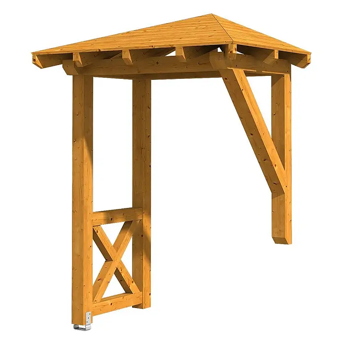 SKAN HOLZ Walmvordach Wesel 3 - 188 x 126 x 264 cm - Hölzerner Gartenbogen mit Spitzdach und seitlichem Gitterdetail, für den Außeneingang.
