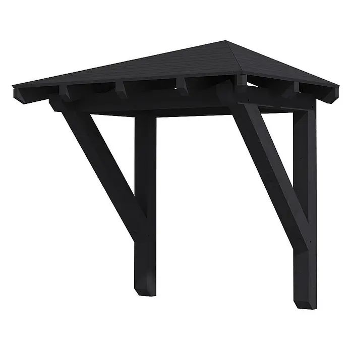 SKAN HOLZ Walmvordach Wesel 1 - 188 x 126 x 161 cm - Schwarze Holzpergola mit spitzem Dach und zwei Stützpfosten.