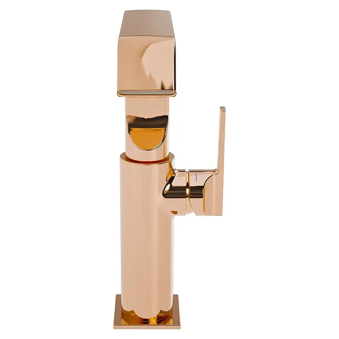 VitrA Suit Waschtischarmatur - Kupfer, Glänzend, Ohne Zugstange, Höhe: 25,7 cm - Moderner roségoldener Einhebel-Waschtischmischer.