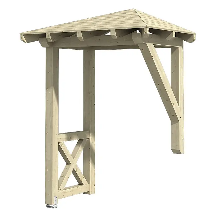 SKAN HOLZ Walmvordach Wesel 3 - 188 x 126 x 264 cm - Heller Holz-Gartenbogen mit spitzem Dach und X-Strebe an der Seite, ideal als Eingang.