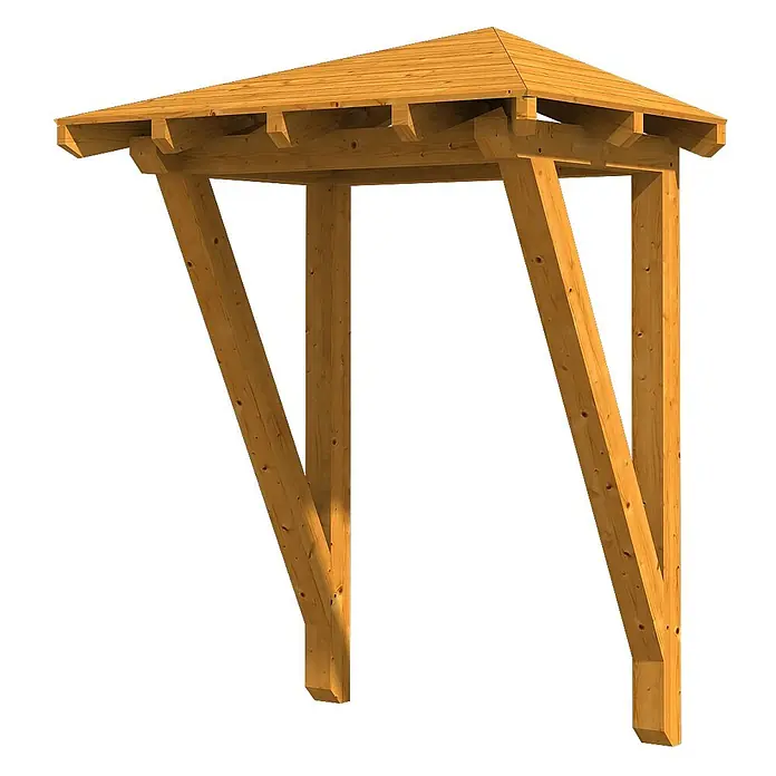 SKAN HOLZ Walmvordach Wesel 2 - 188 x 126 x 249 cm - Hölzerne Pergola mit spitzem Dach und stabilen schrägen Stützbalken.