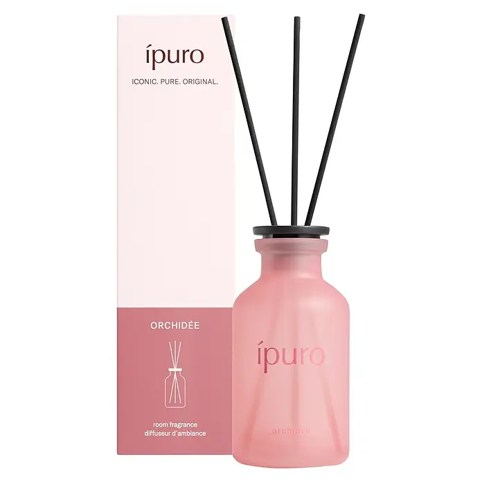 Ipuro Classic Raumduft - Orchidee, 75 ml - Ípuro Orchidée rosa Raumduft-Diffusor mit schwarzen Stäbchen und passender Box.