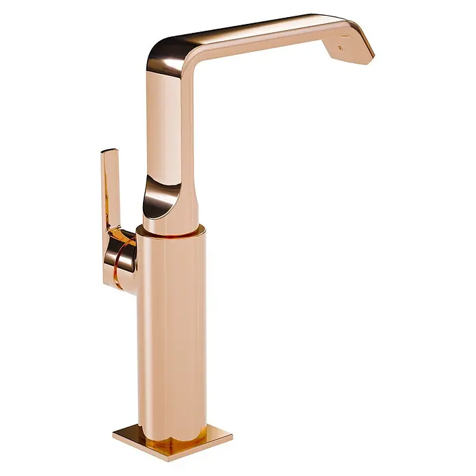 VitrA Suit Waschtischarmatur - Kupfer, Glänzend, Ohne Zugstange, Höhe: 25,7 cm - Polierter, roségoldener Einhebel-Küchenarmatur.