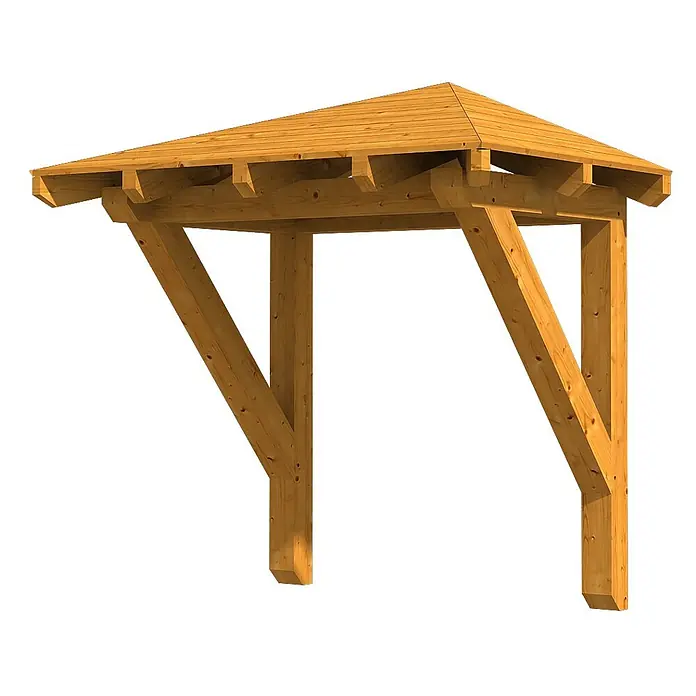 SKAN HOLZ Walmvordach Wesel 1 - 188 x 126 x 161 cm - Überdachung aus Naturholz mit Spitzdach, gestützt von zwei Pfosten und Diagonalstreben.