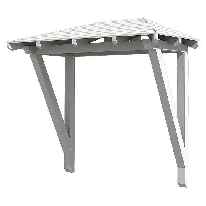 SKAN HOLZ Walmvordach Wismar 2 - 258 x 126 x 249 cm - Weißer Holzpergola-Bogen mit Spitzdach.