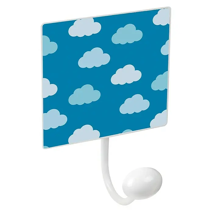 Nesu Gancho para colgar Nubes - Número de ganchos: 1 ud., L x An x Al: 10 x 15,5 x 7 cm - Perchero con estampado de nubes azules para habitaciones infantiles. Ideal para colgar chaquetas y accesorios, práctico y decorativo.
