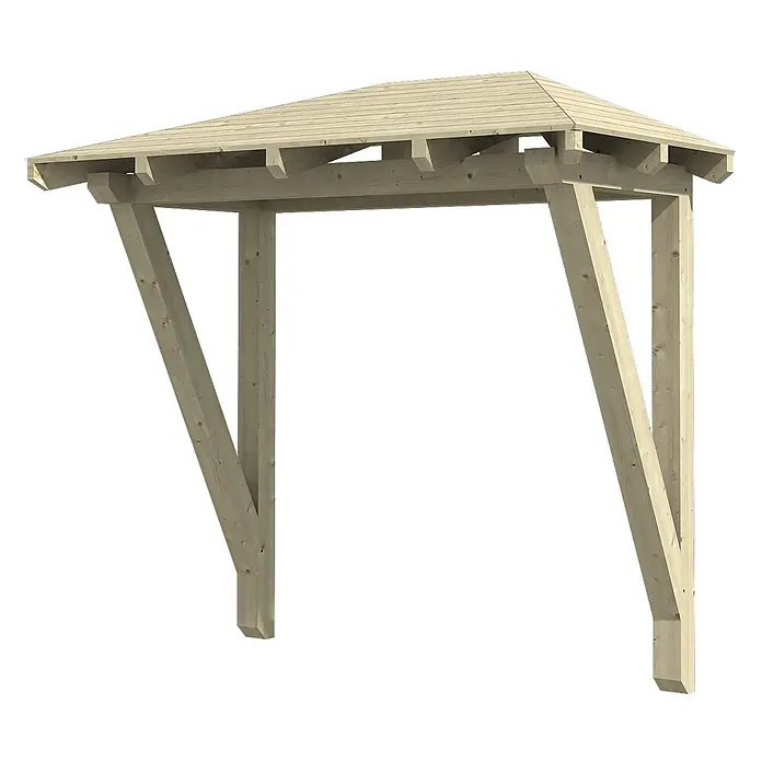 SKAN HOLZ Walmvordach Wismar 2 - 258 x 126 x 249 cm - Hölzerner Gartenbogen mit Latten-Schrägdach.
