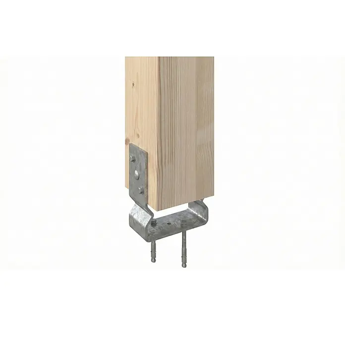 SKAN HOLZ Terrassenüberdachung Venezia - B x T: 648 x 239 cm, Natur, Polycarbonat, Transparent - Holzpfosten in feuerverzinkter U-Pfostenschuh mit Schrauben befestigt.