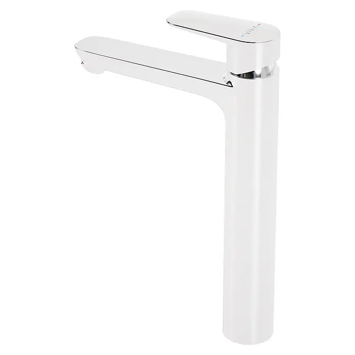 VitrA Flow Soft Waschtischarmatur - Höhe: 29,3 cm, Ohne Zugstange, Chrom - Weißer moderner Einhebelmischer mit Chromakzenten und schlankem Auslauf.