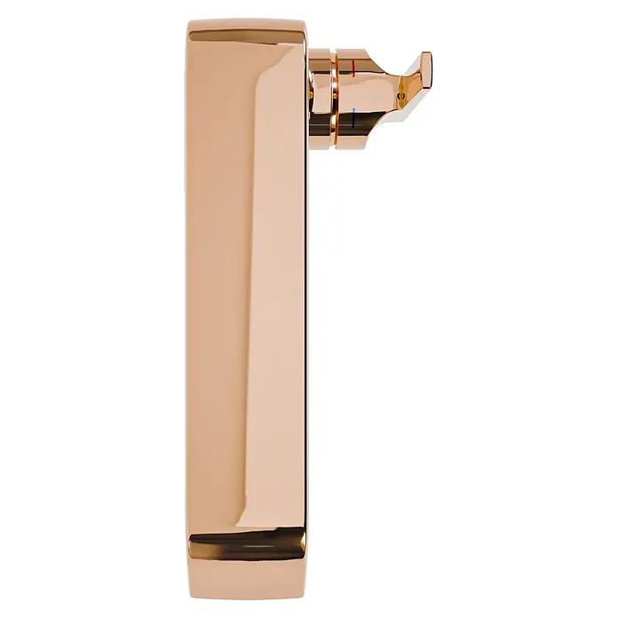 VitrA Suit Waschtischarmatur - Kupfer, Glänzend, Ohne Zugstange, Höhe: 25,7 cm - Polierte Roségold-Einhebelarmatur mit roten und blauen Temperaturanzeigen.