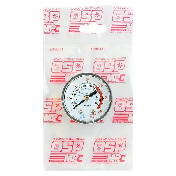 MPC Manómetro de presión de aire - Presión máx.: 12 bar, Dimensión conexión: ⅛″ - Manómetro OSP MPC, recambio original para compresores de aire, garantiza una medición precisa de la presión en kPa, kg/cm² y lb/in².