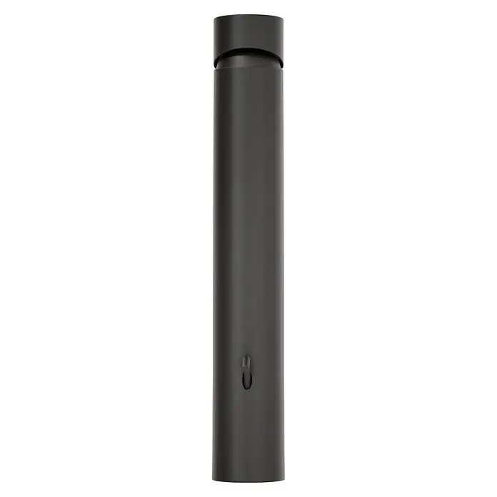 VitrA Flow Soft Waschtischarmatur - Höhe: 29,3 cm, Mit Zugstange, Schwarz - Matte dunkelgraue zylindrische Außenpollerleuchte mit geschlitzter Oberseite und vorderer Steuerung.