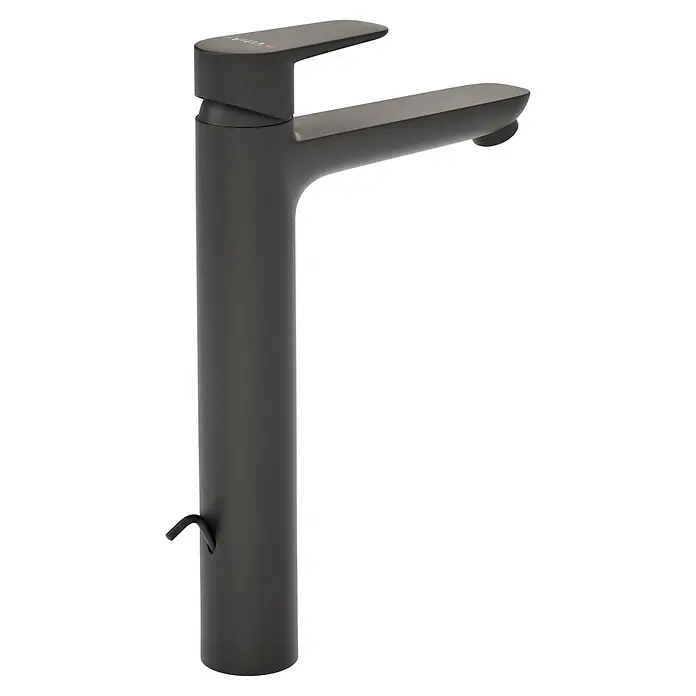 VitrA Flow Soft Waschtischarmatur - Höhe: 29,3 cm, Mit Zugstange, Schwarz - Moderner mattschwarzer Wasserhahn mit Einhebelmischer und Zugstange für Ablaufgarnitur.