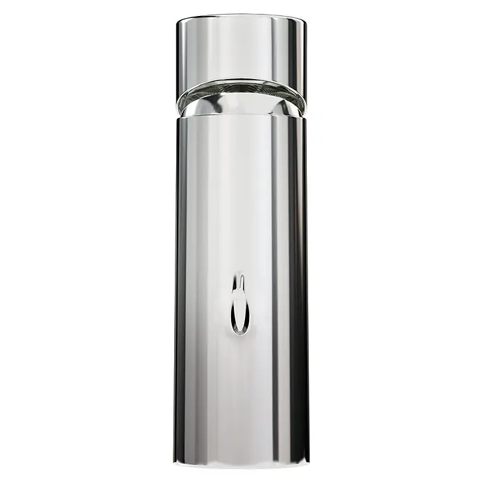 VitrA Flow Soft Waschtischarmatur - Chrom, Höhe: 15 cm, Mit Zugstange - Glänzender zylindrischer Spender aus Silbermetall mit Zapfhahn und durchsichtigem Oberteil.