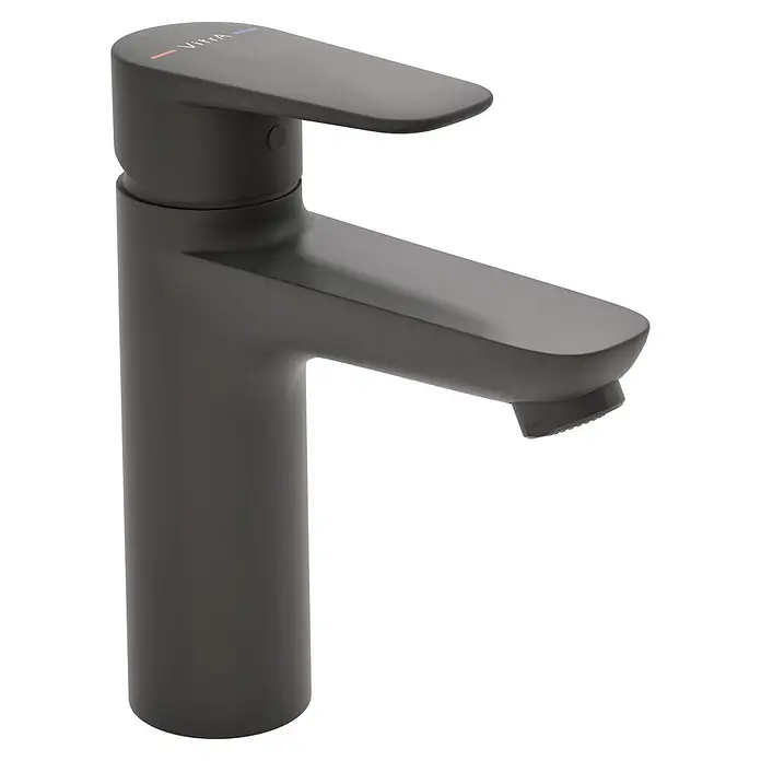 VitrA Flow Soft Waschtischarmatur - Schwarz, Höhe: 17 cm, Ohne Zugstange - Mattschwarze Einhebel-Waschtischarmatur.