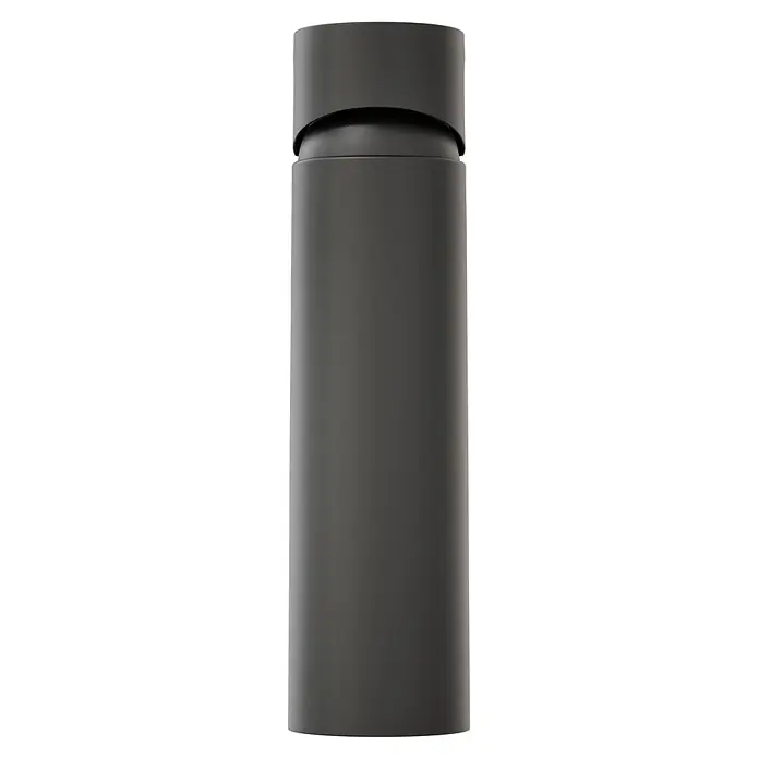 VitrA Flow Square Waschtischarmatur - Schwarz, Matt, Höhe: 17,6 cm, Ohne Zugstange - Mattgraues zylindrisches Gehäuse mit Akzentstreifen oben.