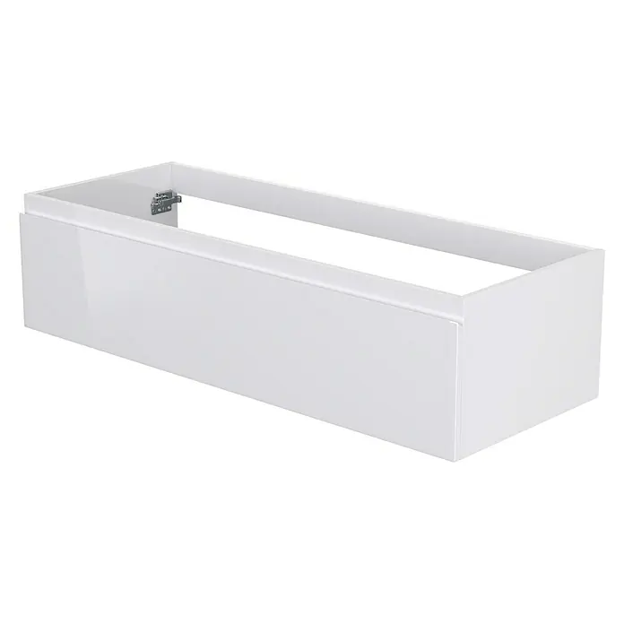 Camargue Espacio Waschtischunterschrank - 120 x 46 x 30 cm, Gama weiß glänzend - Weißer Waschtischunterschrank zur Wandmontage mit Schublade. Schlichtes Design für moderne Badezimmer und optimalen Stauraum.
