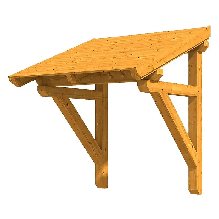 SKAN HOLZ Pultvordach Potsdam 1 - 176 x 156 x 202 cm, Eiche hell - Hölzernes Vordach mit Stützen und Streben.
