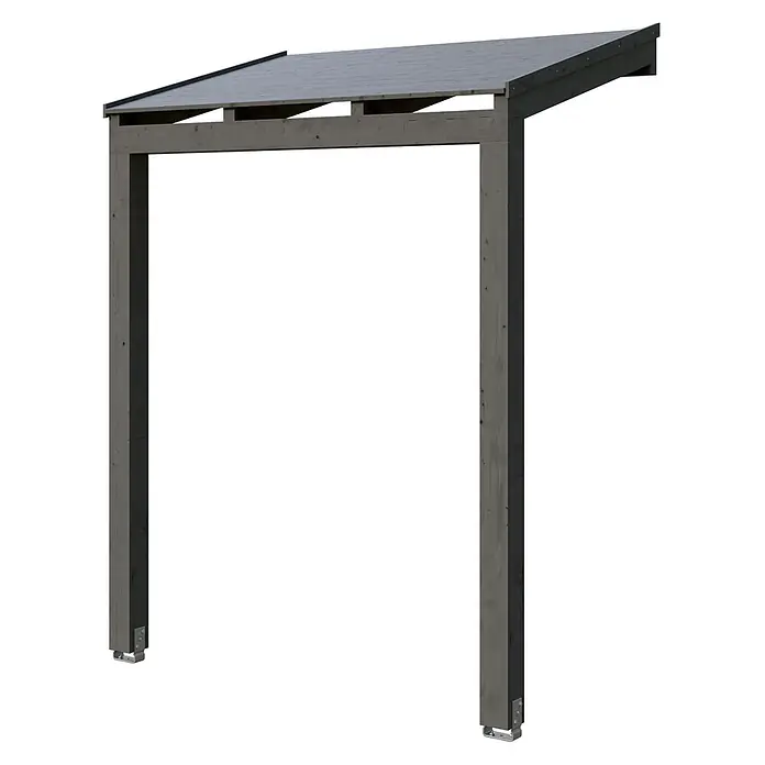 SKAN HOLZ Pultvordach Prerow - 203 x 128 x 276 cm, Schiefergrau - Graues Holz-Carport- oder Pergola-Gerüst mit schrägem Dach.