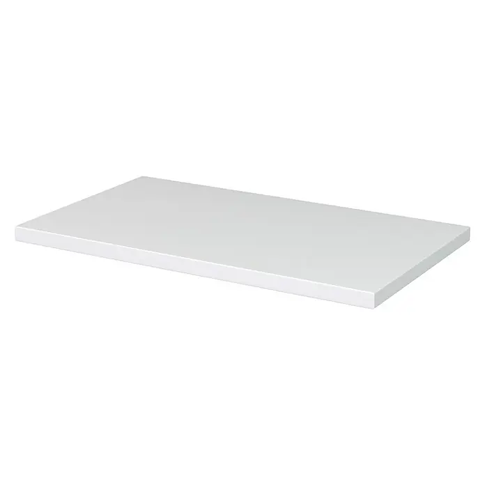 Camargue Espacio Waschtischplatte - 80 x 46 x 3,2 cm, Weiß - Aufnahme einer eleganten weißen Arbeitsplatte, die durch ihr schlichtes Design und die glatte Oberfläche besticht. Ideal für moderne Innenräume.