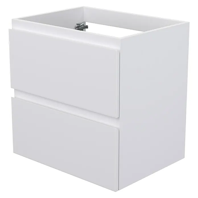Camargue Espacio Waschtischunterschrank - 60 x 46 x 60 cm, 2 Schubkästen, Gama weiß matt - Ein weißer Badezimmer-Waschtischunterschrank mit zwei Schubladen. Ideal für moderne Badezimmerdesigns und Stauraum.