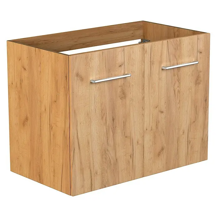 Camargue Espacio Waschtischunterschrank - 80 x 46 x 60 cm, 1 Einlegeboden, Doce - Ein Unterschrank mit zwei Schubladen und Griffen in Holzoptik. Der Schrank ist ideal für Badezimmer und andere Räume.