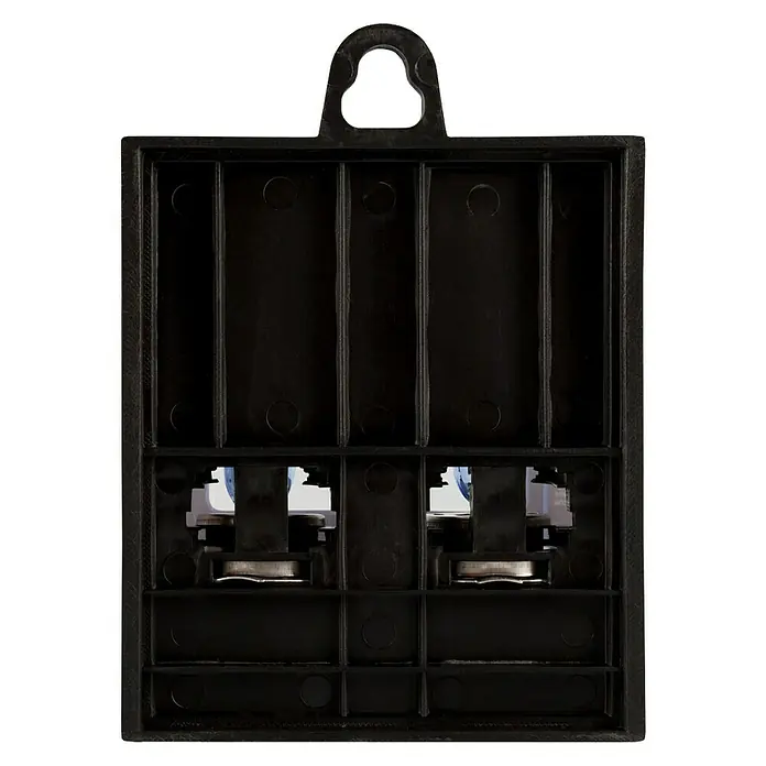 Bombilla para faro delantero BOM12721 - 12 V, 2 ud., Azul - Soporte de pilas AA negro con asa para colgar, vacío y listo para guardar pilas de forma organizada.\n