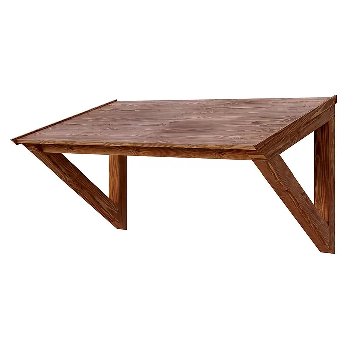 SKAN HOLZ Pultvordach Poel - 148 x 87 x 82 cm, Nussbaum - Braun lasiertes Holzdach mit schräger Oberfläche und zwei dreieckigen Stützstreben.