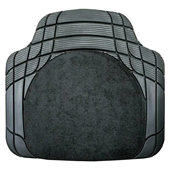 Goodyear Juego de alfombrillas para coche - Negro, 4 pzs. - Una alfombrilla negra rectangular para coche con ranuras robustas y un panel central suave y oscuro, perfecta para la protección interior del coche.