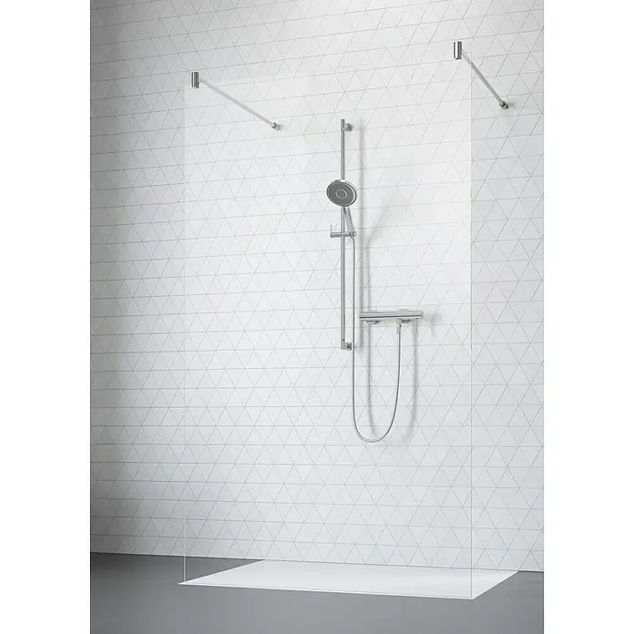 Camargue Vario Duschwand XXL Solo S14 - B x H: 137 x 200 cm, Beschichtet, Silber - Vorderansicht