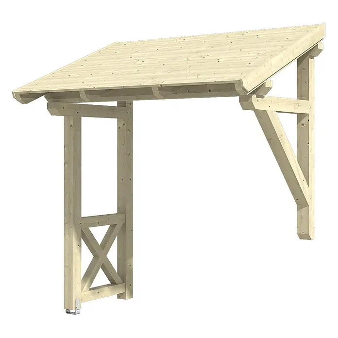 SKAN HOLZ Pultvordach Paderborn 3 - 242 x 156 x 293 cm, Natur - Leichter Holz-Anbauvordach mit Pultdach und stabiler Pfosten-Stützenkonstruktion.