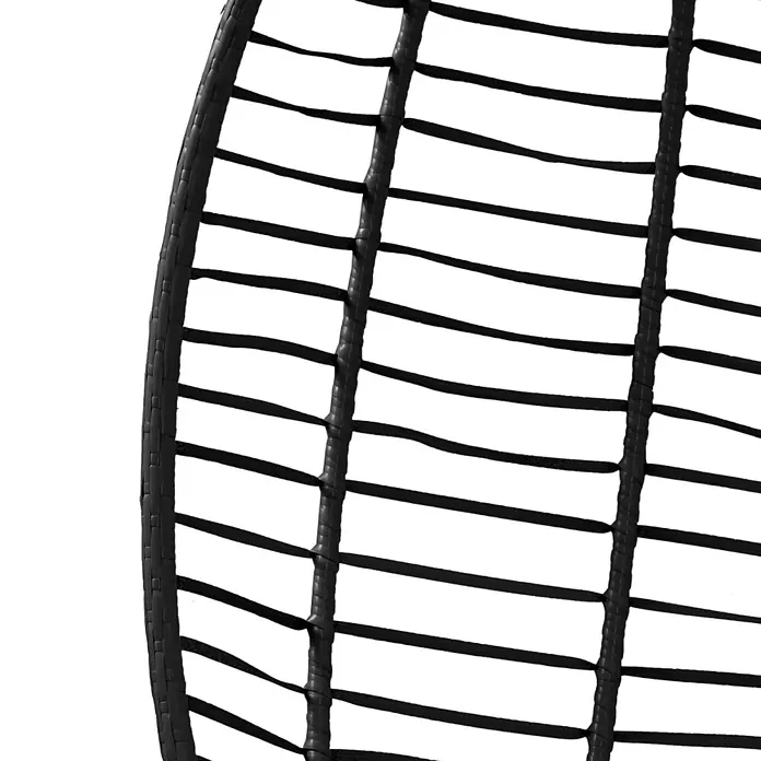 SVITA Hängesessel BELLY - L x B x H: 100 x 90 x 200 cm, Metall, Schwarz - Schwarzes geflochtenes Kunst-Rattan, Teil eines gebogenen Möbelstücks.