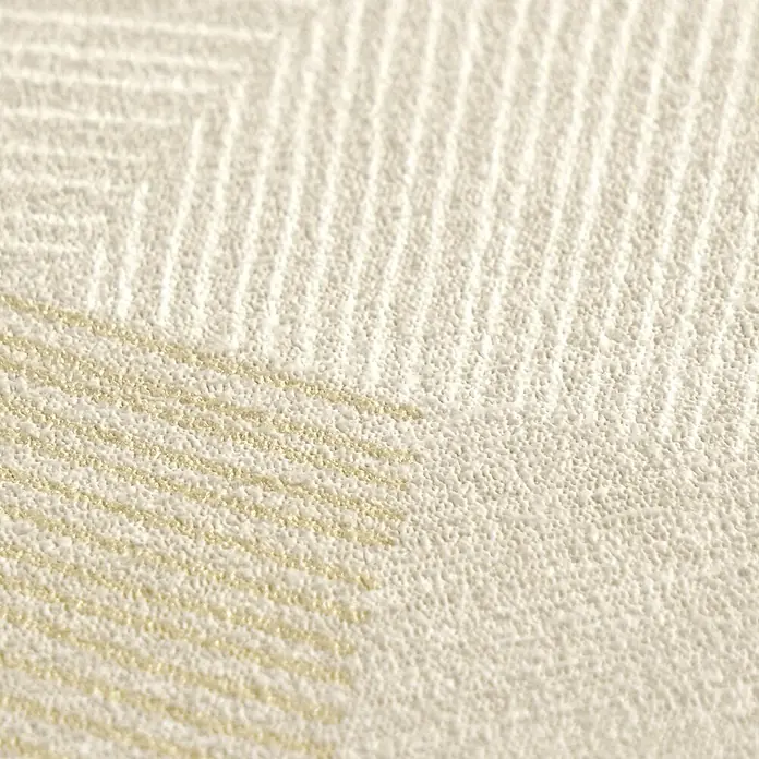 A.S. Création Cuba 2 Vliestapete Grafik - Beige-Creme, Grafisch, 10,05 x 0,53 m - Hellbeige texturierte Oberfläche mit schimmerndem goldenem Diagonal- und Horizontalmuster.