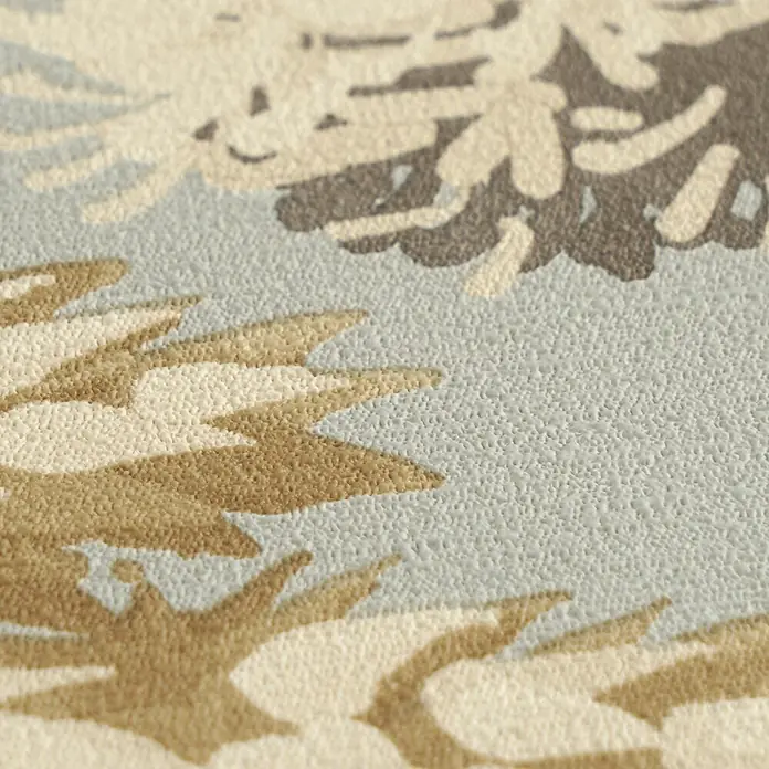 A.S. Création Cuba 2 Vliestapete Natur - Blau-Beige, Floral, 10,05 x 0,53 m - Granuläre Texturoberfläche mit organischem Muster in Hellblau, Beige und Braun.