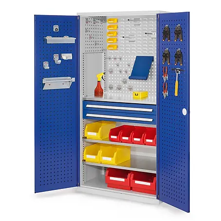 Kappes  Metall-Mehrzweckschrank ®RasterPlan Schubladenschränke 1950x1000x600mm Lochplattentüren Modell 1
