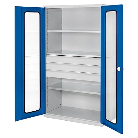 Kappes ®RasterPlan Großvolumenschränke 1950x1130x590mm Sichtfenstertüren Modell 4 enzianblau