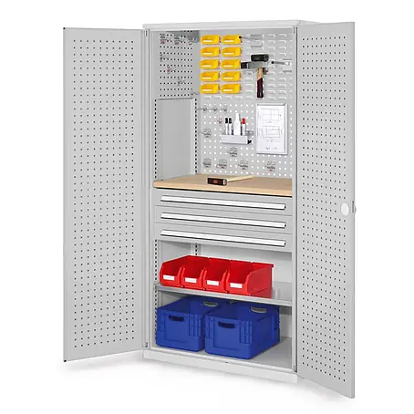 Kappes  Metall-Mehrzweckschrank ®RasterPlan Schubladenschränke 1950x1000x600mm Lochplattentüren Modell 1