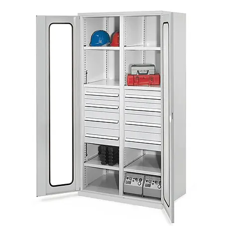 Kappes  Metall-Mehrzweckschrank Schwerlastschränke mit Mitteltrennwand 1950x1000x600mm Sichtfenstertüren