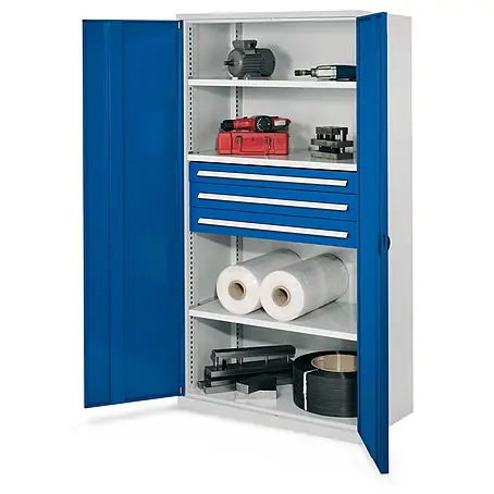 Kappes Schwerlastschränke ohne Mitteltrennwand 1950x1000x600mm Modell 43 Vollblechtüren enzianblau