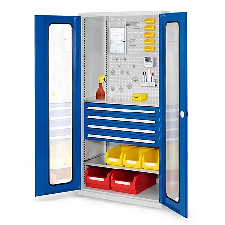 Kappes  Metall-Mehrzweckschrank ®RasterPlan Schubladenschränke 1950x1000x600mm Sichtfenstertüren Modell