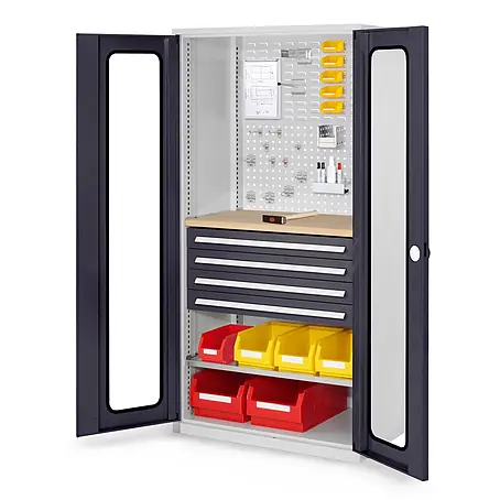 Kappes  Metall-Mehrzweckschrank ®RasterPlan Schubladenschränke 1950x1000x600mm Sichtfenstertüren Modell