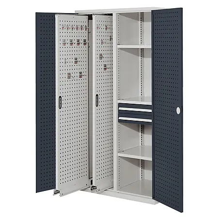 Kappes  Metall-Mehrzweckschrank ®RasterPlan Vertikalschränke 1950x1000x600mm Modell 81 Lochplattentüren