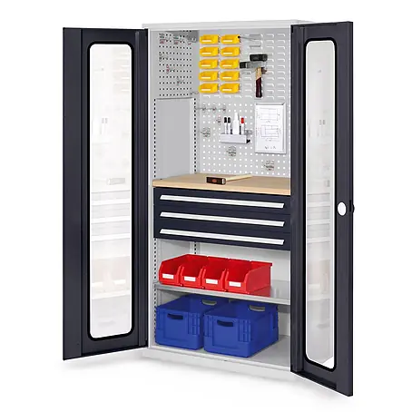 Kappes  Metall-Mehrzweckschrank ®RasterPlan Schubladenschränke 1950x1000x600mm Sichtfenstertüren Modell