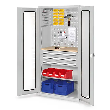 Kappes  Metall-Mehrzweckschrank ®RasterPlan Schubladenschränke 1950x1000x600mm Sichtfenstertüren Modell