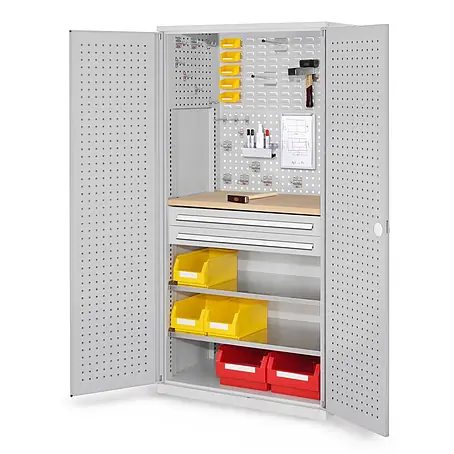 Kappes  Metall-Mehrzweckschrank ®RasterPlan Schubladenschränke 1950x1000x600mm Lochplattentüren Modell 1